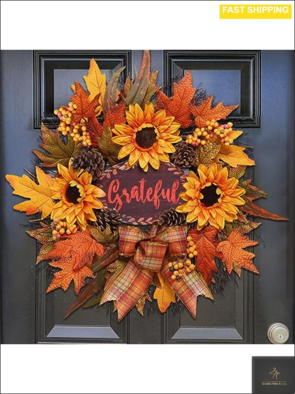 22" Sunflower Fall Wreath Handmade Front Door Harvest Home Decor
